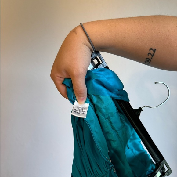 Cache Vintage Teal Silk Halter Mini Dress Women’s 6 Formal Prom Wedding Y2K - Picture 5 of 5